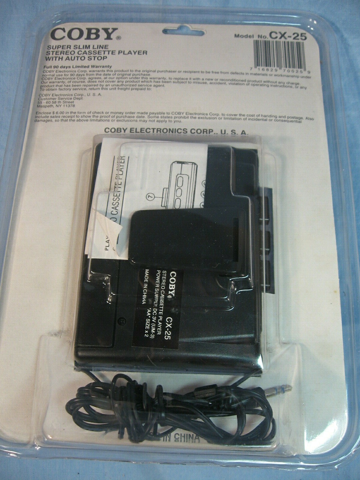 Coby Cassette Player Walkman CX-C25 Stereo NEW