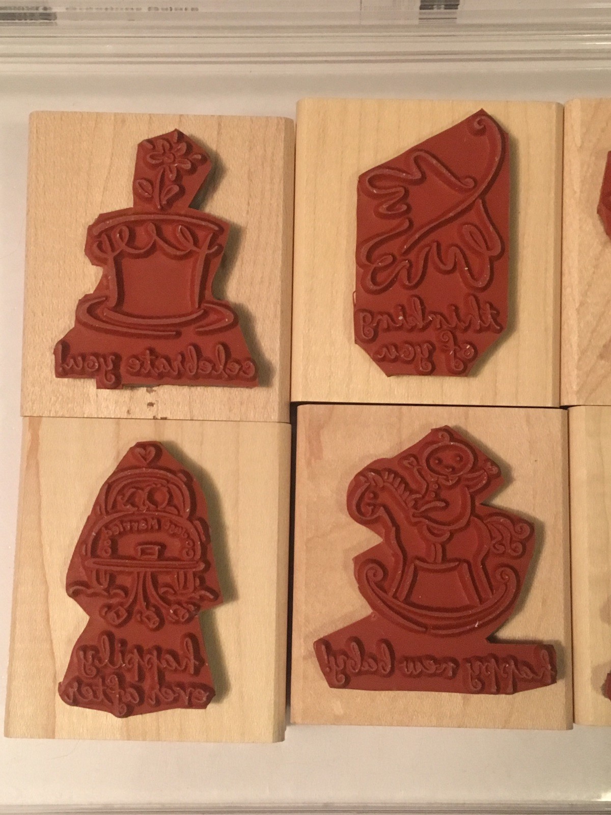 Stampin Up Set of 8 GREETINGS GALORE Wood Mounted Rubber Stamps 2003 Retired