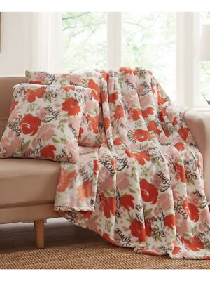 INFINITY HOME White Floral 50 X 60 Throw Set