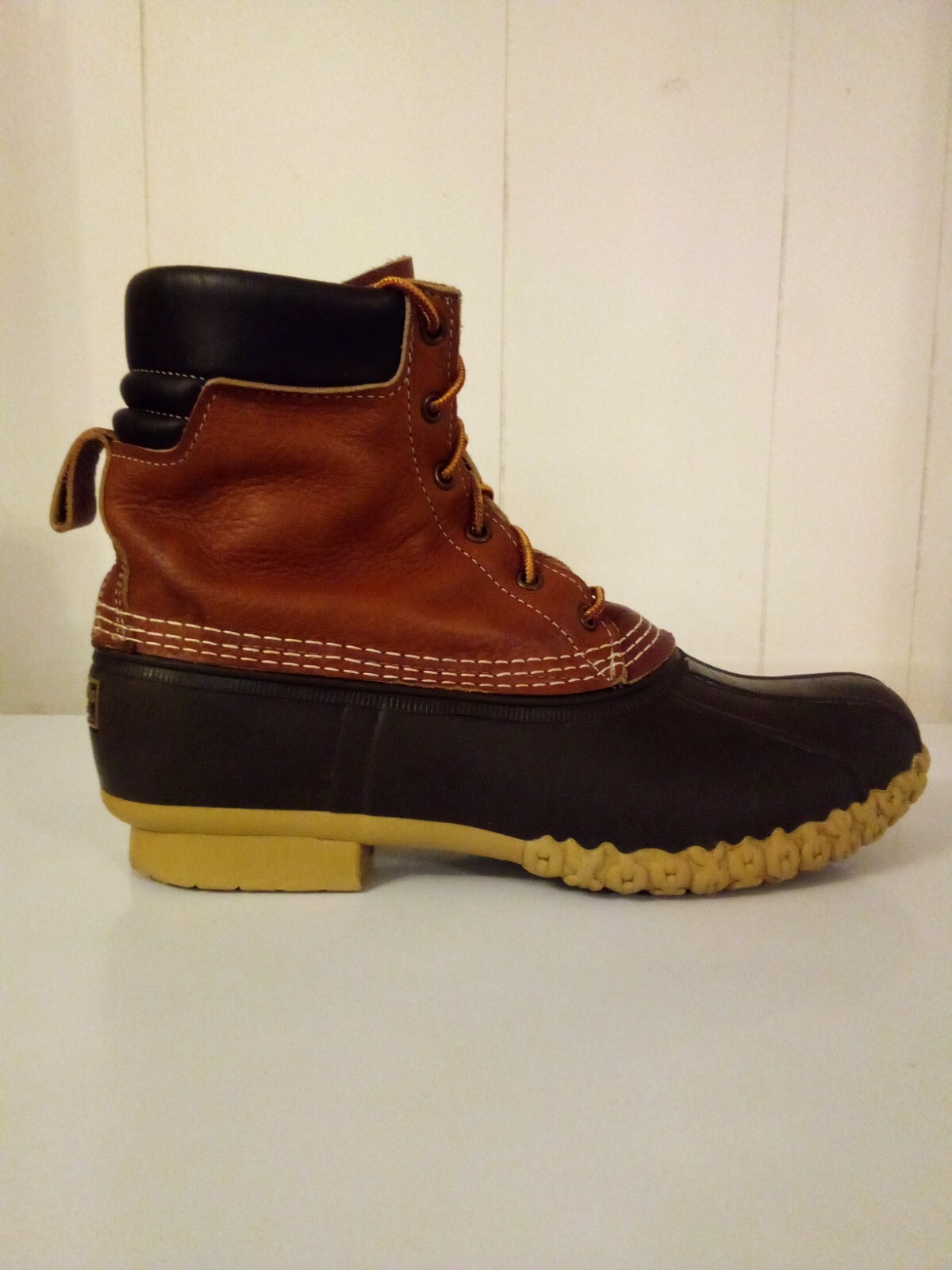 Tumbled Brown Leather Duck Boots Men 