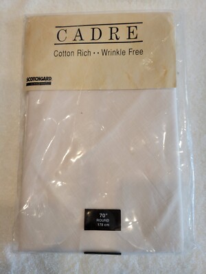 CADRE Cream Wrinkle Free Cotton Rich 70   Round Tablecloth w/Scotchgard NWT