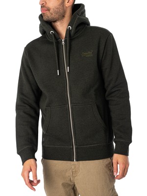 

Мужская толстовка на молнии с вышитым логотипом Superdry, зеленая, Зеленый