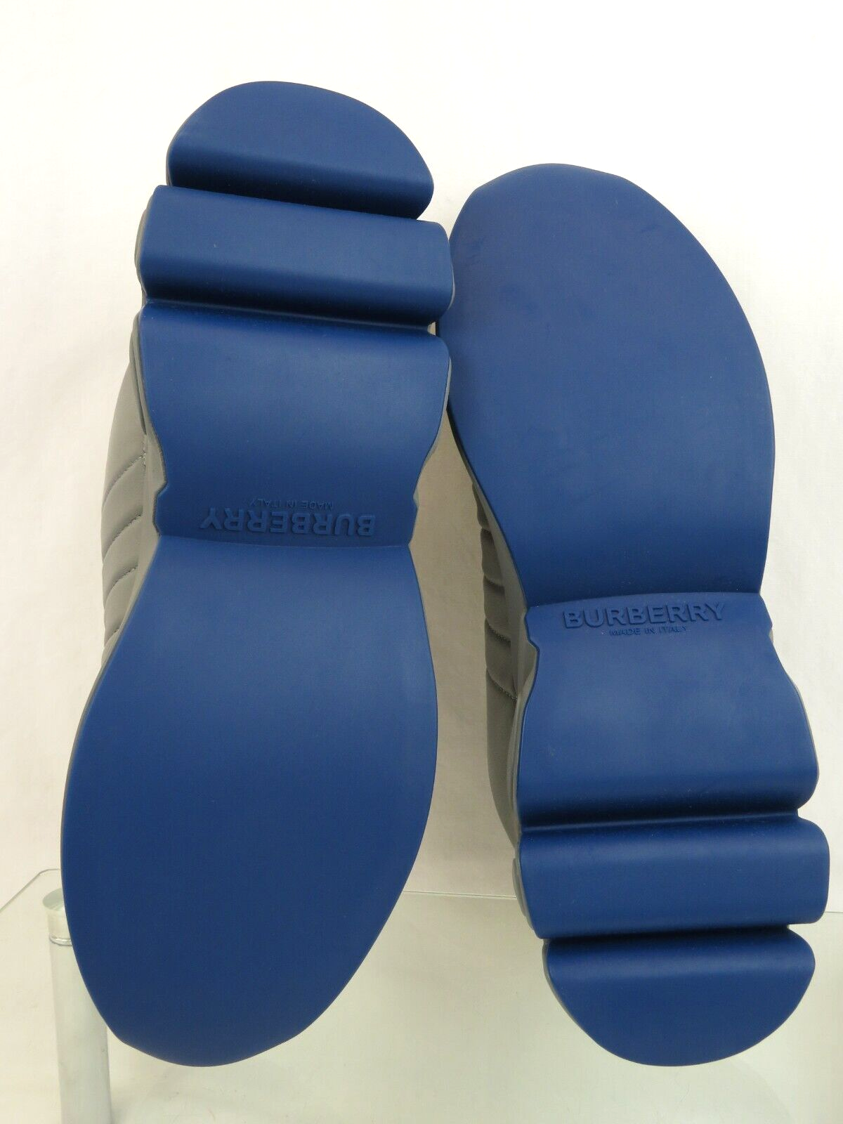 Pre-owned Burberry $850  Axburton Gray Check Quilted Leather Logo Sneakers 10 Us 43 Italy