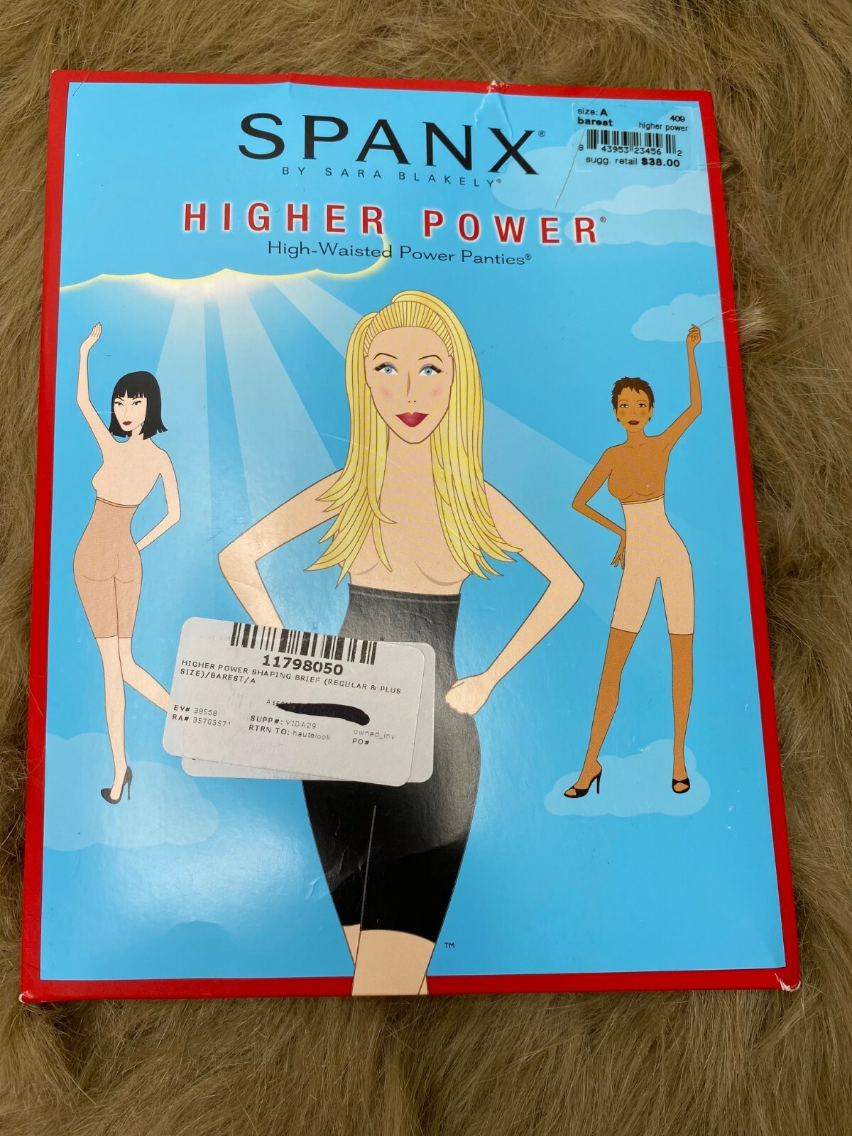 НОВЫЕ трусики SPANX Higher Power с высокой талией, телесного цвета, размер: A #409. Корректирующее белье.