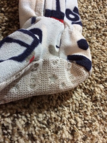 Carter's Blue Fleece Footie PJs w/ Fire Trucks. Size: 12 Months.