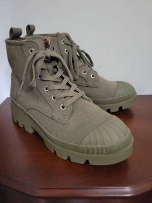 Teagan Size 8.5 Lace-Up Sneaker Boots Olive Green Universal Thread Women s 