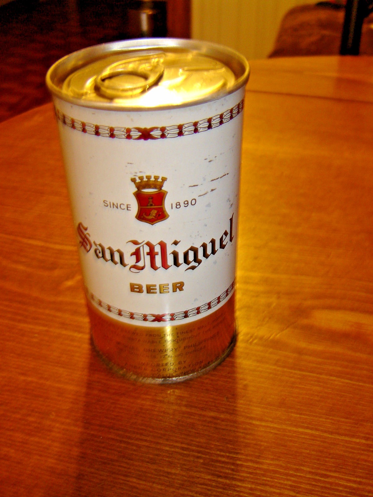 Vintage San Miquel - Phillipines Bottom Opened  Straight Steel Beer Can