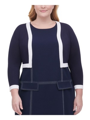 

TOMMY HILFIGER Женский темно-синий свитер с открытой передней частью и рукавами 3/4 для работы плюс, Navy
