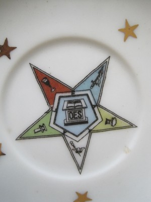Masonic Dishes Cup Saucer Salad Lefton OES