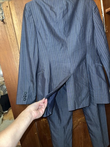 Oscar De La Renta Petite Heather Navy Pant Suit Size 4