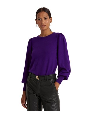

Женский фиолетовый свитер с круглым вырезом и круглым вырезом RALPH LAUREN в рубчик