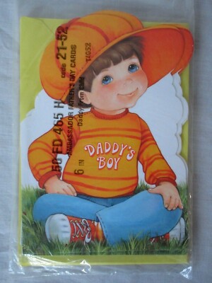 6 Vintage Daddy's Boy Father's Day Ambassador Greeting Cards & Envelopes Die Cut