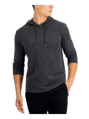 

INC Mens Changed Grey Heather Long Sleeve Classic Draw String Stretch Hoodie, Серый, 100113216