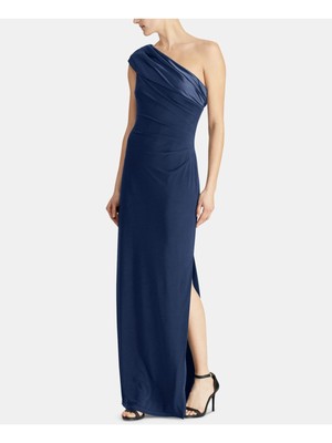 

RALPH LAUREN Женское темно-синее длинное вечернее платье с асимметричным вырезом, Navy