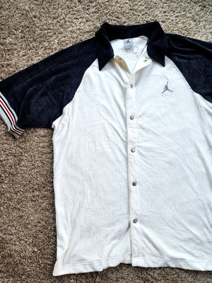 Jordan Brand Button-Snap S/s Shirt Men's L Large Oversized Velvet-Feel Y2K EUC