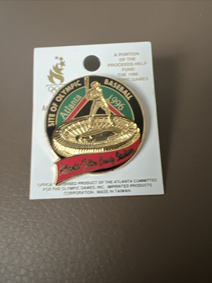 Atlanta Fulton county stadium vintage 1996 Olympics baseball pin