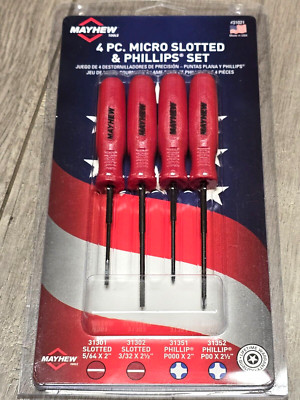Mayhew 4pc Micro Slotted and Phillips Screwdriver Set, made in the USA #31021