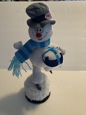 Gemmy Frosty The Snowman Ice Skating Spinning Singing Plush Works Great 15”