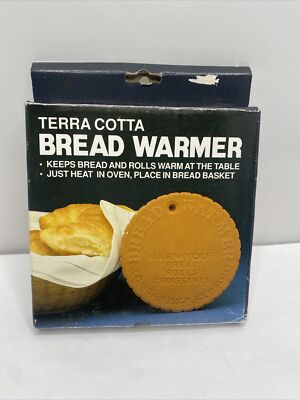 Vintage Round Terra Cotta Clay Bread Warmer Rolls Croissants Trivet 1988 