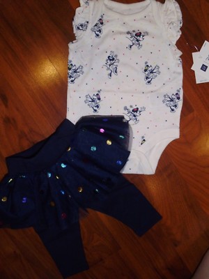 0 3 M BABY GAP Disney MINNIE MOUSE Bodysuit Navy Blue Tutu Leggings Outfit NWT