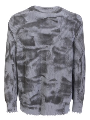 Pre-owned Mauna Kea Cotton Pinture Effect Sweater In Gray