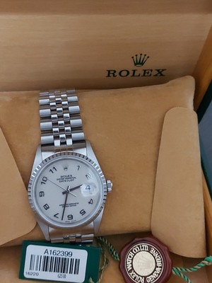Rolex Datejust Auto. Ivory 36mm Steel White Gold Mens Jubilee Khanjir Logo 16220