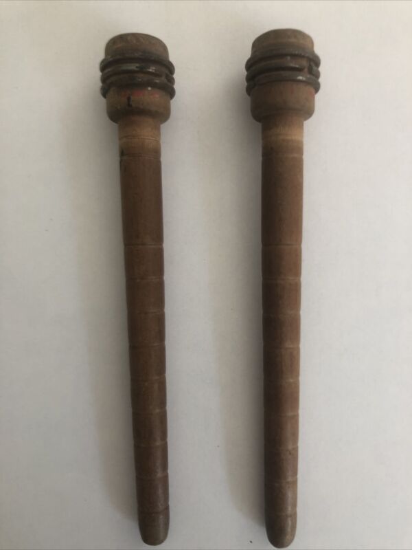 Antique 2 Turned Wood Lacemaking Binche Lace Bobbins weaver