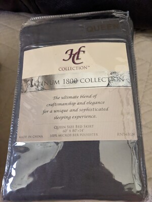NEW HC Collection Queen Bed Bedding Skirt Platinum 1800 Collection GRAY