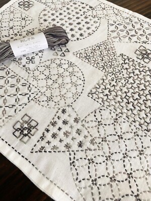 sashiko kit   cloth & yarn  YOSEMOYO KIKAGAKU---- 10 patterns can be stitched