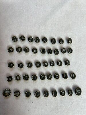 Vintage Lot Of 43 Typewriter Keys-1916 Underwood Glass Gray W/Chrome Trim- Nice