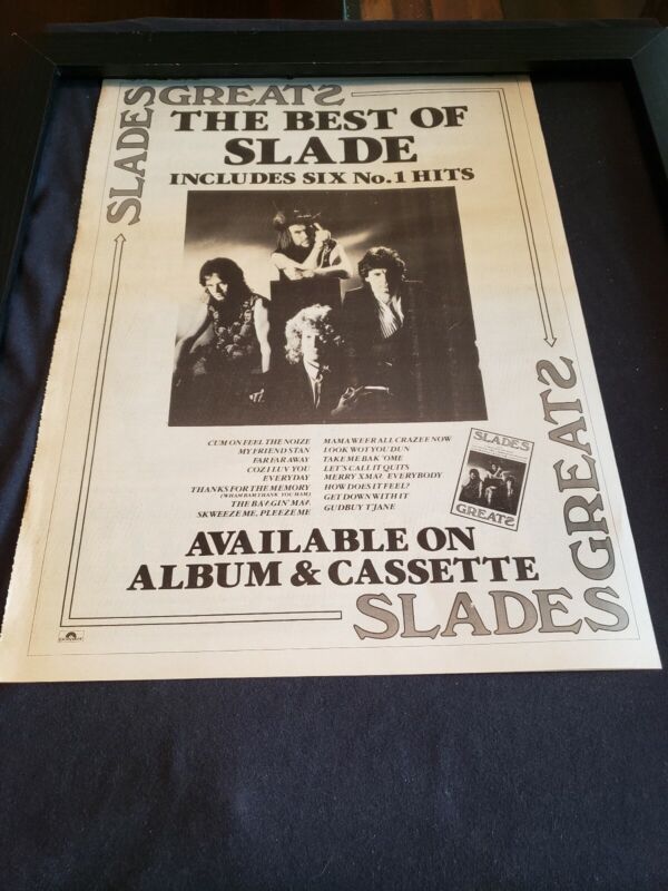 Slade Best Of Rare Original UK Promo Poster Ad Framed!