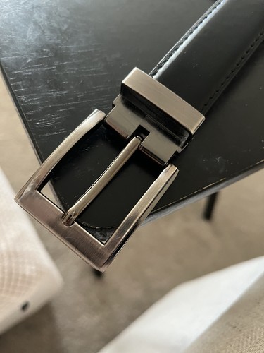 Mens Black Belt Brand Q Collection New Silver Hardware Mens Black Belt Brand Q Collection New Silver Hardware