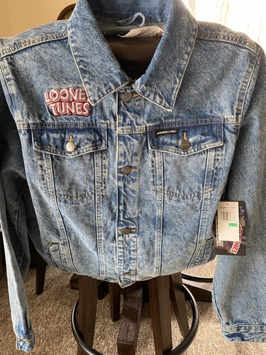 LOONEY TUNES Size L Denim Jacket Bugs Bunny & Taz Devil by