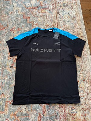 Hackett London Aston Martin Racing Short Sleeve T-Shirt - Black/Blue- XL - NWT