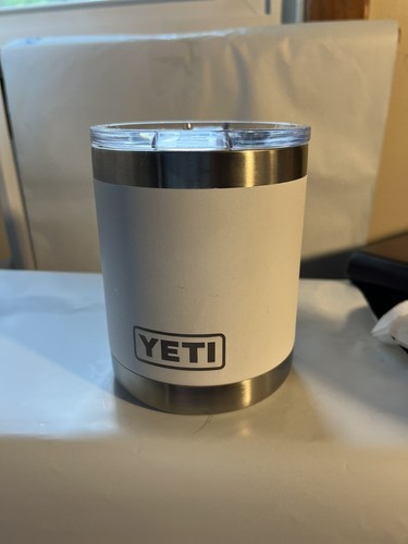 YETI Rambler 10 oz Lowball with Lid NEW White W/Robin wood