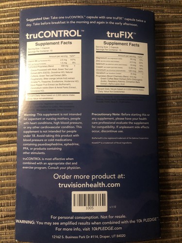 Truvision TruControl TruFix Weightloss (60 Count) 2 weeks~Amazing Results!