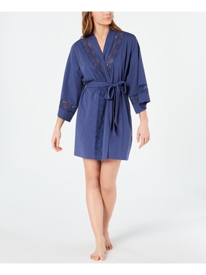 

CHARTER CLUB INTIMATES Нижнее белье Голубой кружевной халат с вышивкой, Синий
