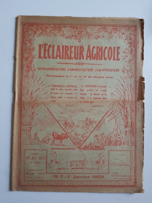 Ancienne Revue L'Eclaireur Agricole Reims NÂ° 7 De Janvier 1929