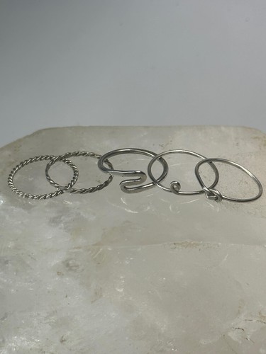 5 Slender ring stacker band size 5.50 sterling  silver women girls rings bands