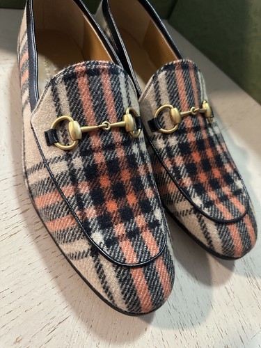 Pre-owned Gucci Mens Loafers Moccasin Shoes Beige/black/mul 8.5 Us/7.5 Uk 430088 $920