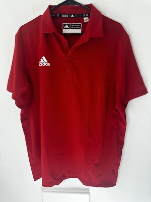 Adidas Stadium Coaches Sustainable Polo SS Collared Button Red Men's M NWOT