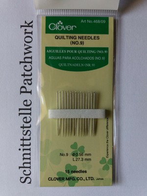 Clover - Quiltnadeln - Nähnadeln - Inhalt 15 Stück - Größe Nr. 9 
