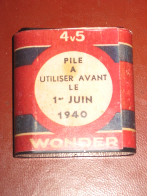 Pile plate classique neuve 4,5V façon Wonder 1940 pour Jouets