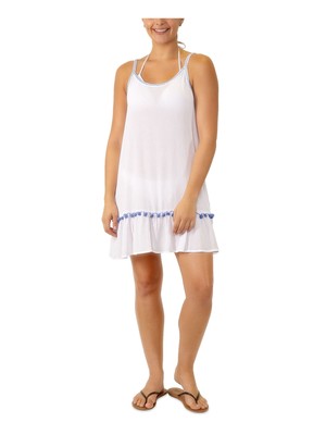 Женский белый купальник MIKEN SWIM с отделкой помпонами и оборками Cover Up XS