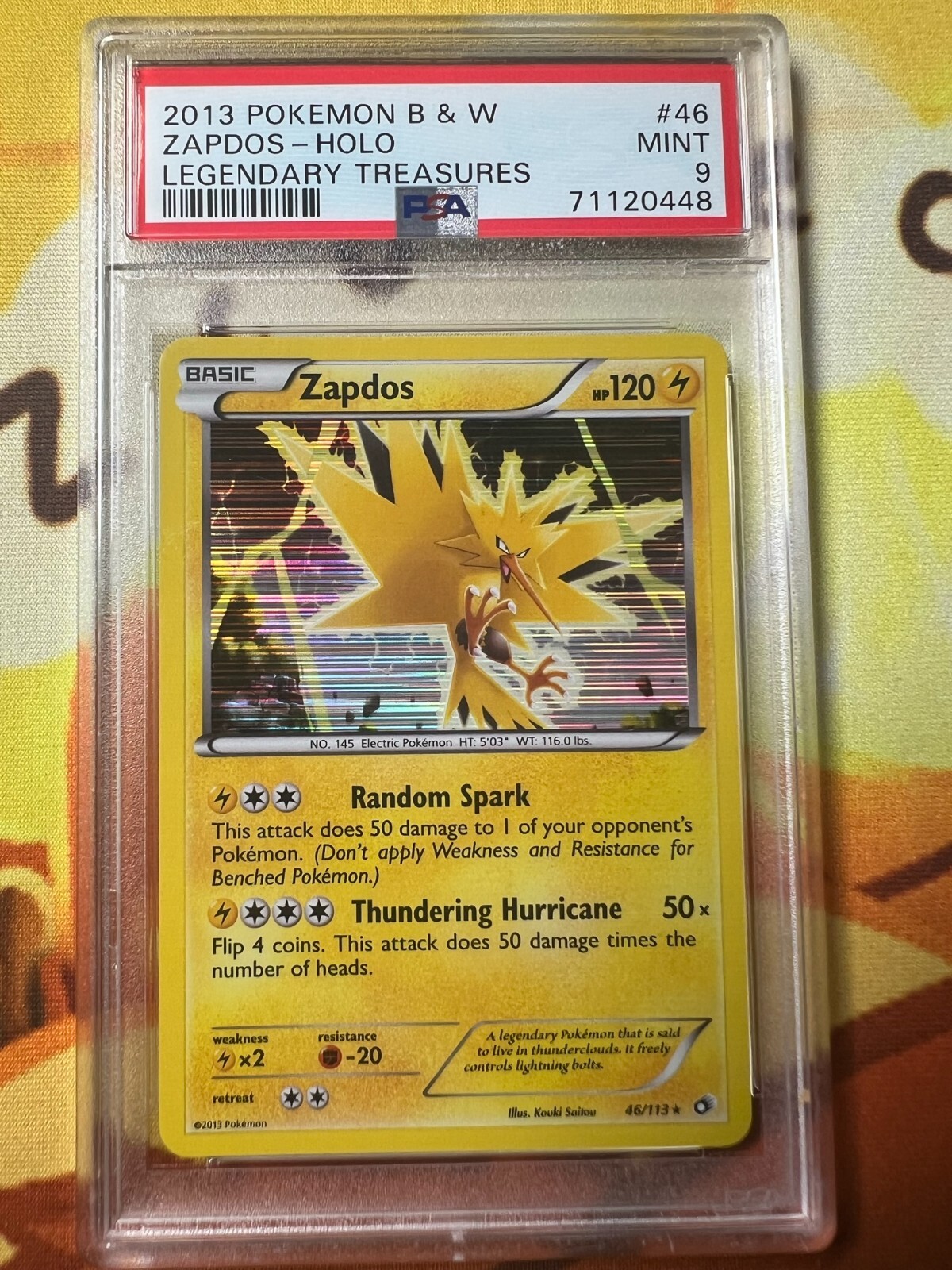 Pokemon TCG 2012 graded legendary treasures zapdos holo #46 PSA 9