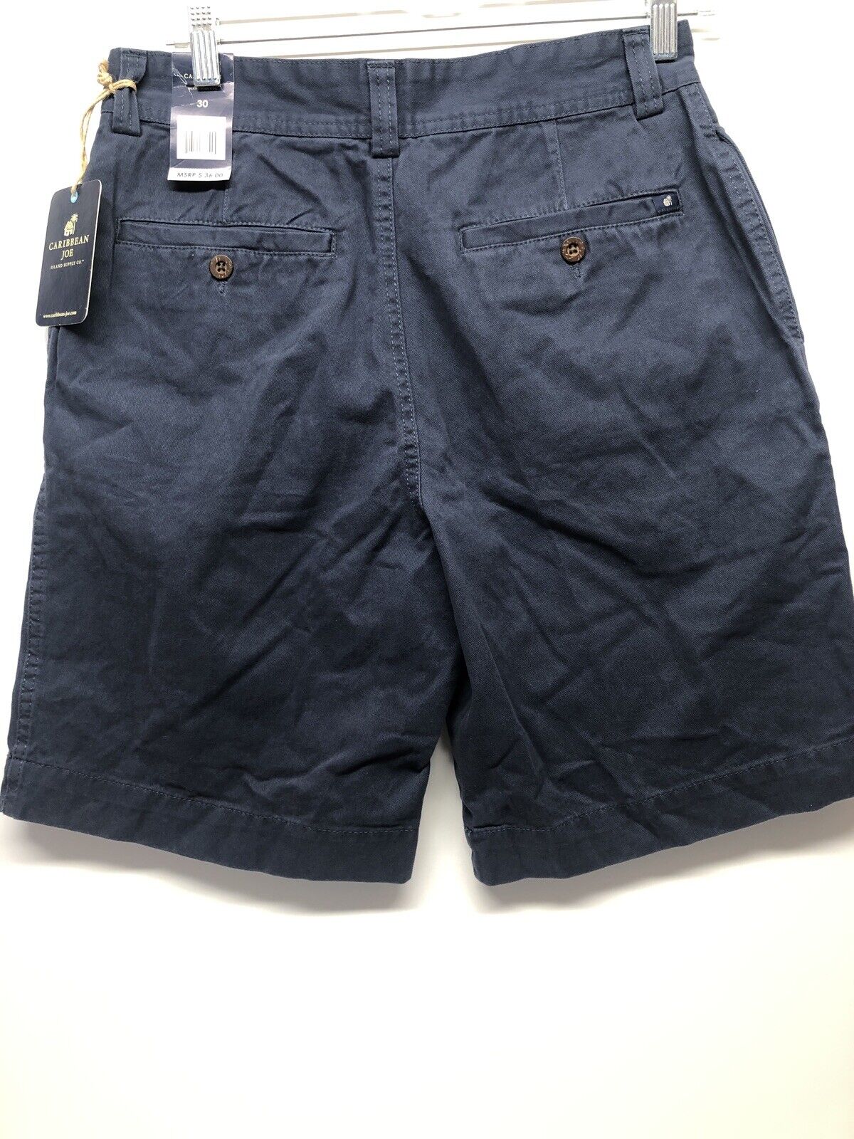 NWT Caribbean Joe Mens Navy Blue Chino Casual Shorts size 30 9