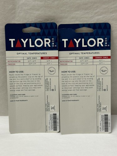 New Taylor 3509 Fridge & Freezer Thermometer 2-PACK  (S1)