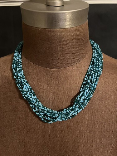 QNAVIC Genuine Turquoise Gemstone Micro Faceted Rounds Beads Strand Necklace NY