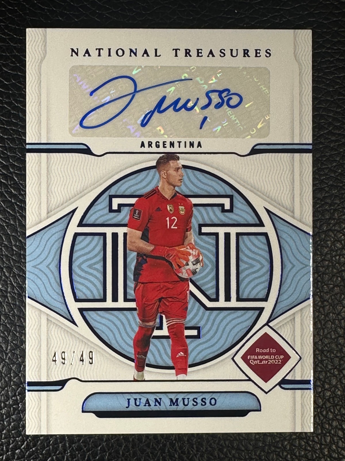 2022 National Treasures Road to FIFA World Cup Blue Juan Musso 49/49 Auto
