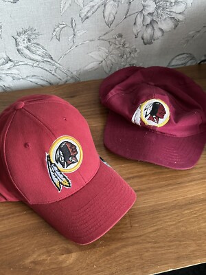 2 X Vintage Washington Redskins Casquette Baseball Reebok NFL Eurocap Rouge Rare